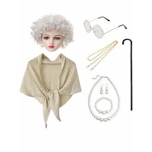 Old Lady Costume with Wig Costume for Women New